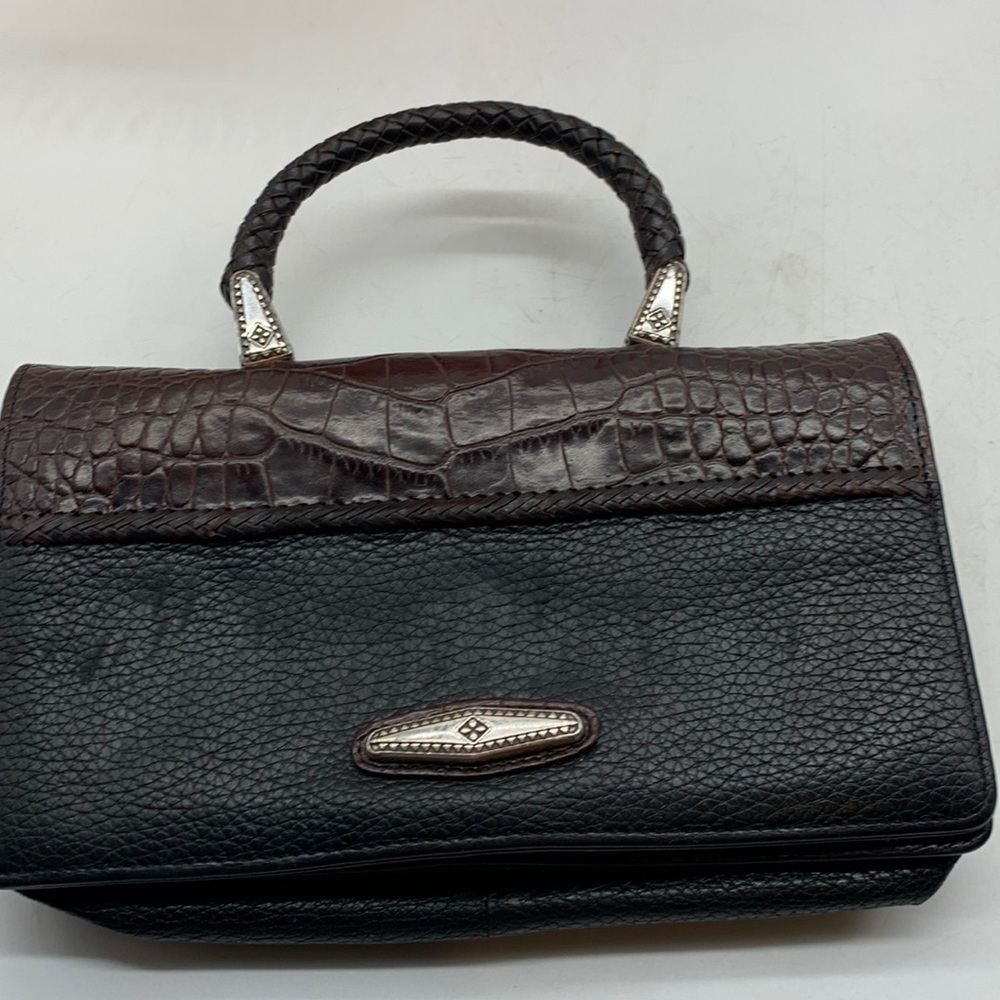 Brighton black Brown silver wallet with top handle. SM1697